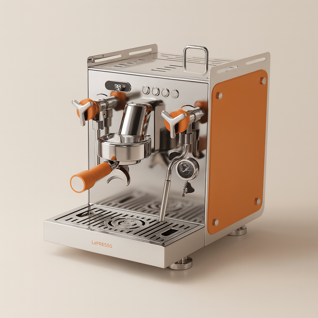 Professional Home Espresso Machine Silver/Orange