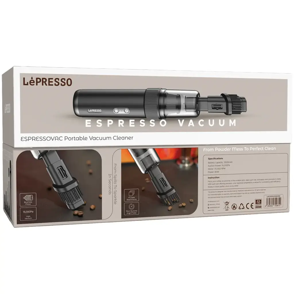 مكنسة كهربائية محمولة LePresso Espresso Vac - أسود