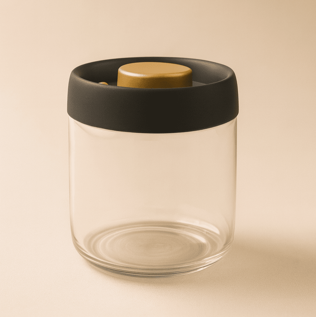 Jadeite Coffee چاديت كوفى - Airtight Acrylic Coffee Jar – Black & Gold Premium Design - Jadeite Coffee چاديت كوفى