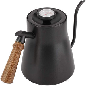 Jadeite Coffee چاديت كوفى - Kettle Gooseneck Pour Over with Thermometer 600ml Stainless Steel & Wooden Handle - Jadeite Coffee چاديت كوفى