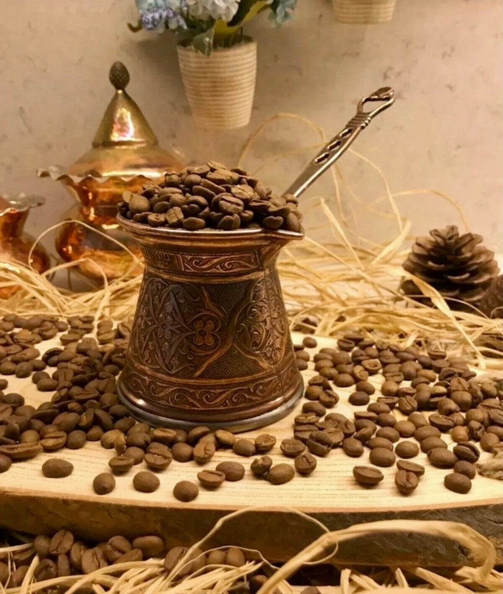 كنكة قهوة تركية نحاس عثمانى منقوشة يدويًا