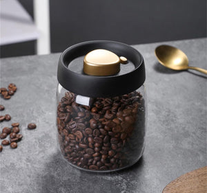 Jadeite Coffee چاديت كوفى - Airtight Acrylic Coffee Jar – Black & Gold Premium Design - Jadeite Coffee چاديت كوفى