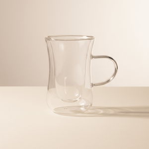 Ethereal Double - Walled Glass Mug - Sip Your Coffee in Pure Elegance - Jadeite Coffee چاديت كوفى