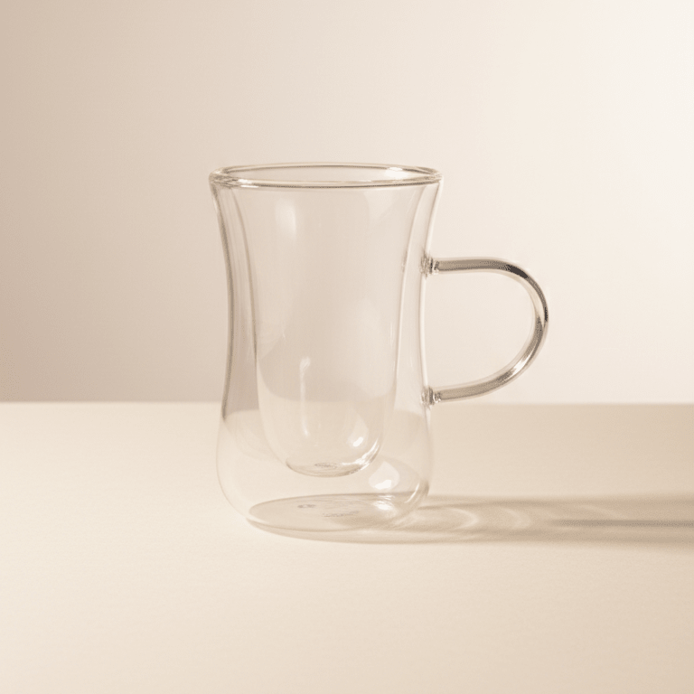 Ethereal Double - Walled Glass Mug - Sip Your Coffee in Pure Elegance - Jadeite Coffee چاديت كوفى