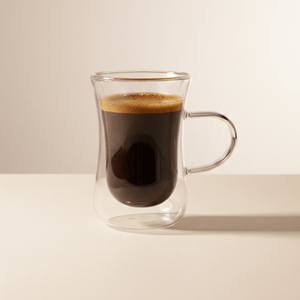 Ethereal Double - Walled Glass Mug - Sip Your Coffee in Pure Elegance - Jadeite Coffee چاديت كوفى