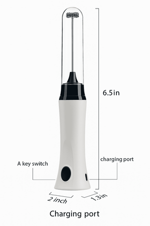 Milk Frother Rechargeable Electric – Handheld Coffee Foam Maker with USB Charging