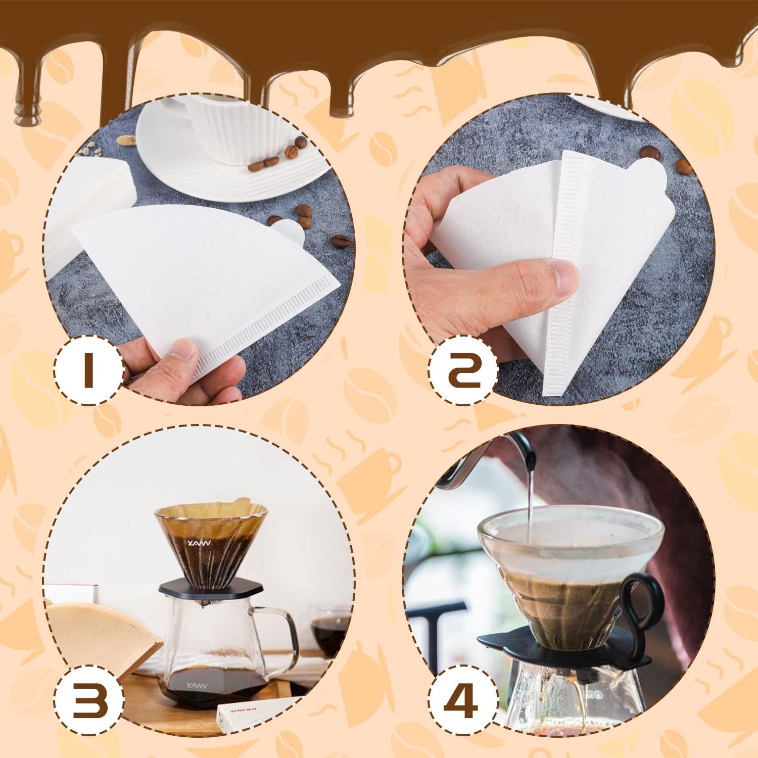 Jadeite Coffee چاديت كوفى - Paper Coffee Filters | Fits V60 & Drip Brewers 100 Pcs - Jadeite Coffee چاديت كوفى
